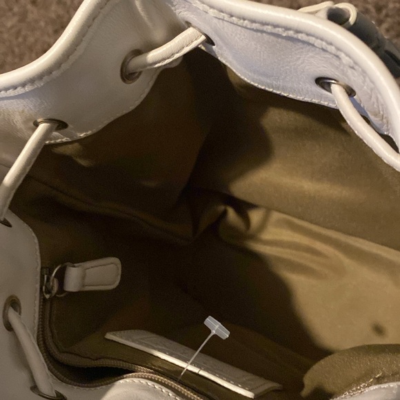 COACH blue & white  leather mini bucket drawstring bucket crossbody shoulder bag - Picture 6 of 7